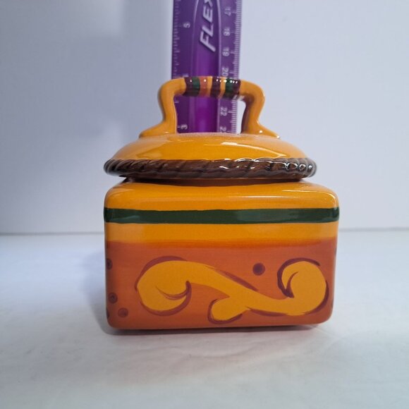 5 pc Celebrating Home Tuscan Home Creamer Sugar Lid Ceramic Set Metal Stand - Picture 2 of 11